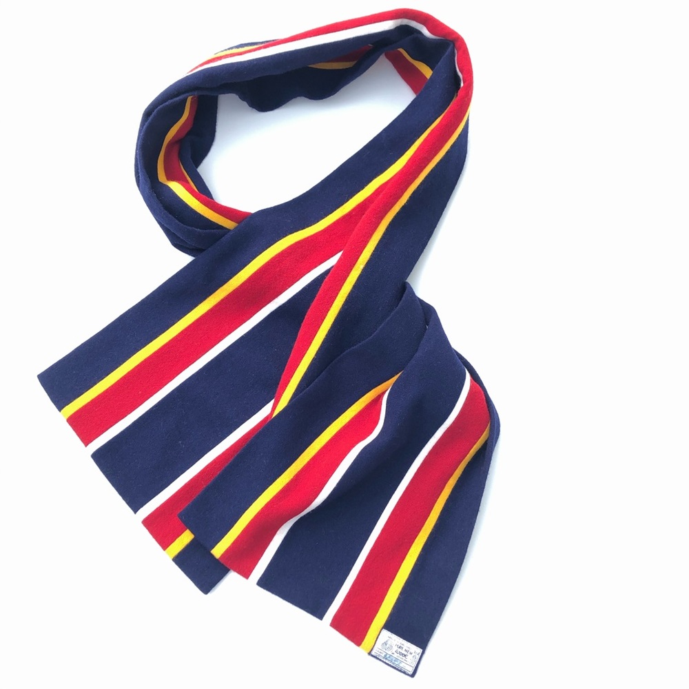 Vintage Pure Wool Colorful Striped Oblong Scarf